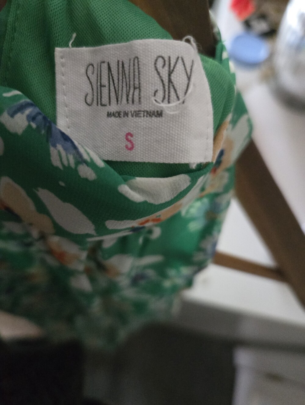 Sienna Sky Green Floral Halter Dress Ruffle Tiered Boho Cottagecore S - Picture 8 of 8